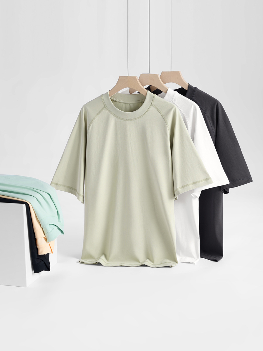 High-Quality 230g Cool-Touch T-Shirt for Men - Summer Ice-Feel Cotton, Breathable Casual Tees, Crew Neck & Unisex Short-Sleeve -67C