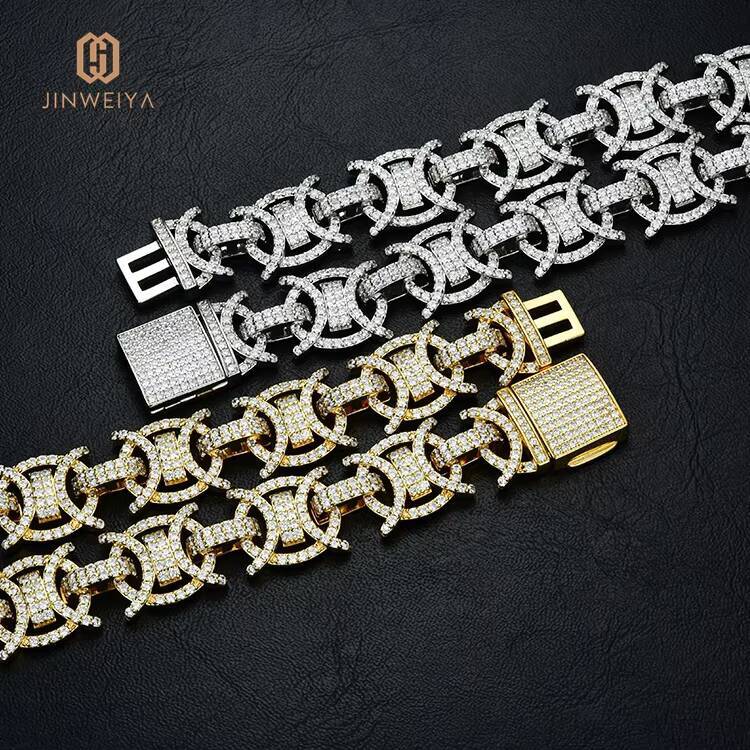 JWY High Quality Fashion Gold and Silver Plated Brass Hiphop Jewelry Cuban Link Chain Necklace for Men