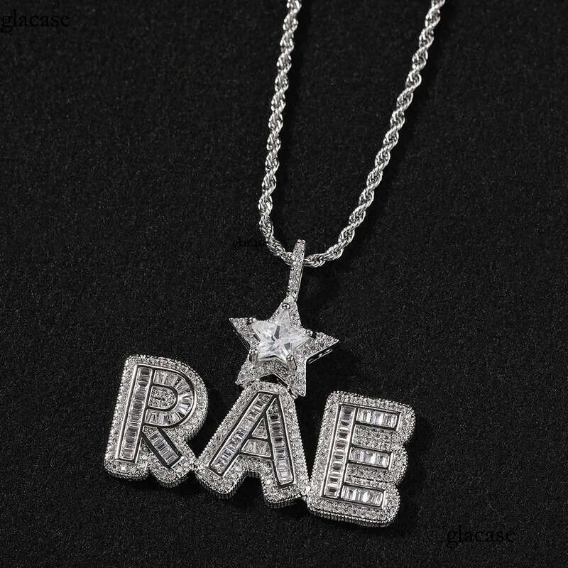 DIY Custom A-Z Name Letters Pendant Necklace 5A T Zircon Women Men Jewelry Gift