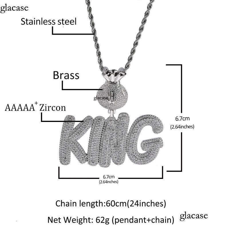 A-Z Custom Name Letters Pendant Necklaces Jewelry Dollar Symbol Buckle Clasp Full TopBling Zircon