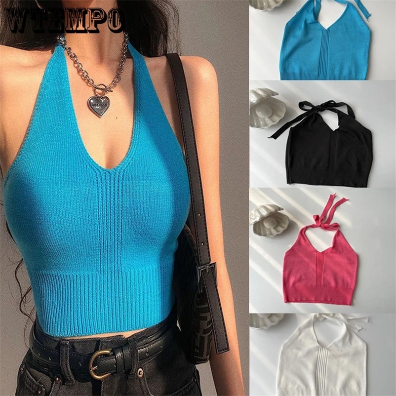 Camisoles Tanks Knitted Camisol Women's Inner Sole Shirt Pendant Neckline Wrapping Chest Girl Sexy Tidal Outerwear Top Y2K Direct 230410