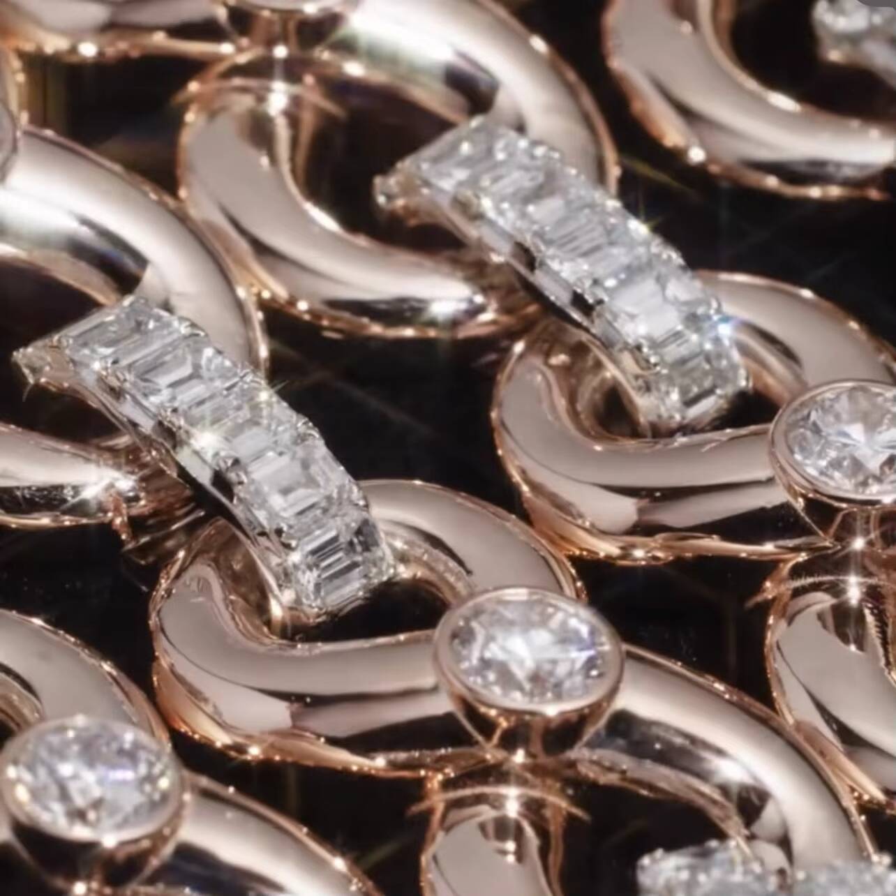 New Design Rapper Jewelry 13MM Infinity Link Chain Rose Gold VVS Moissanite Hip Hop Iced Out Chain Necklace