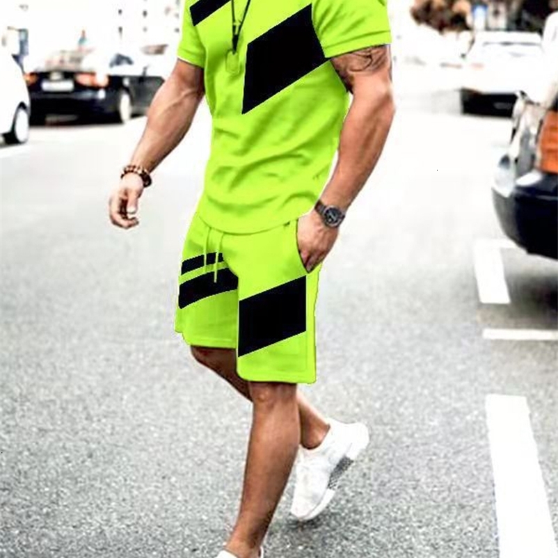 Men's Tracksuits Men's summer track and field wear 2PC solid color T-shirt shorts suit casual sportswear fashion suit oversized street cloth