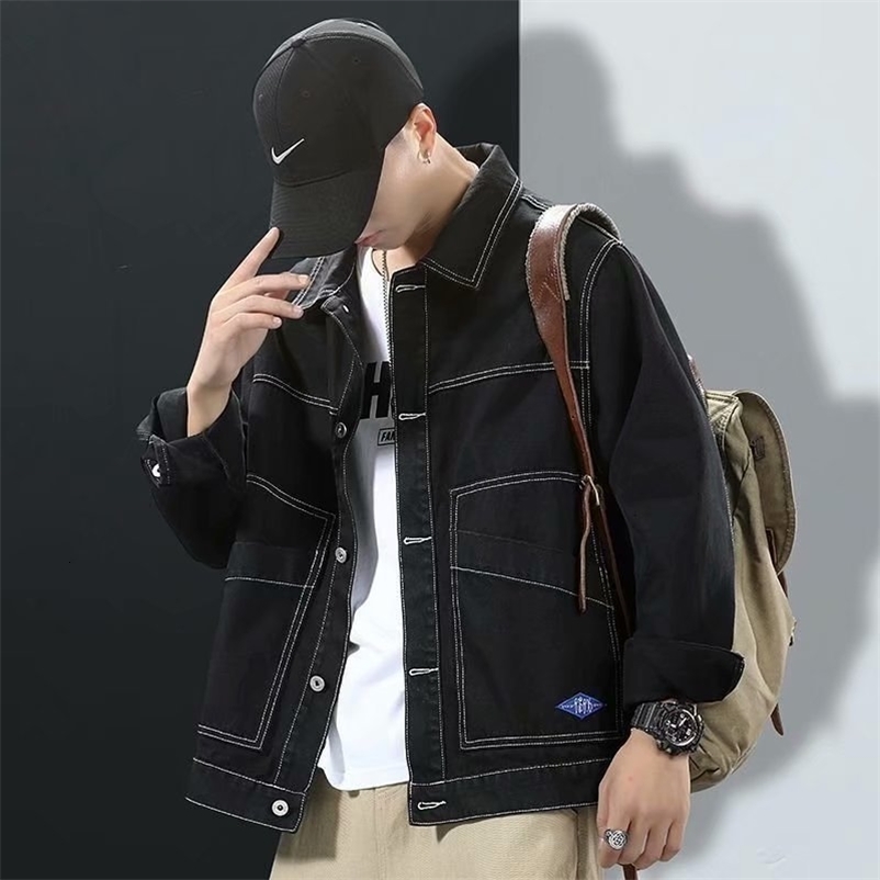 Men's Jackets Style Denim Jacket for Men Spring Autumn Zippers Solid Color Denim Coat Long Sleeve Casual Streetwear Jean Jackets 230311