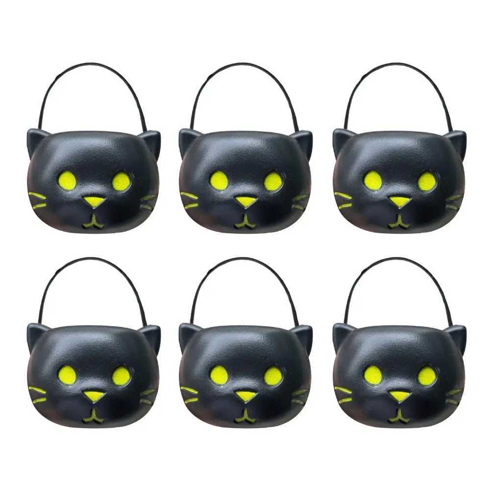 6PCS Set Spooky 6cm Size Halloween Pumpkin Jar With Lid Triangular Eyes Pumpkin Lantern Mini Basket Pumpkin Bucket Gift Giving J250925