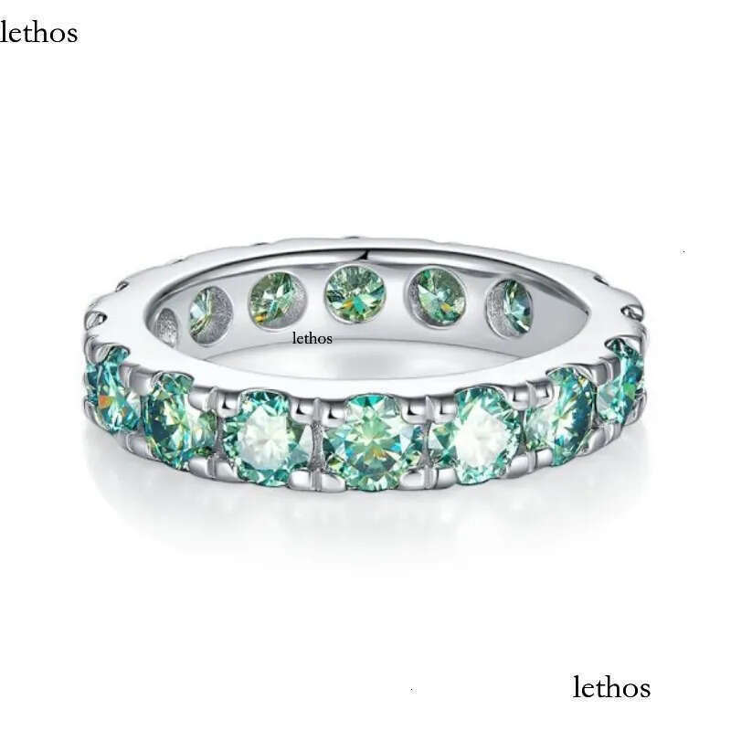 Men Women Rings Sterling Sier Dia Passed Test 4mm Blue Green Moissanite Ring for Party Wedding Nice Gift a4