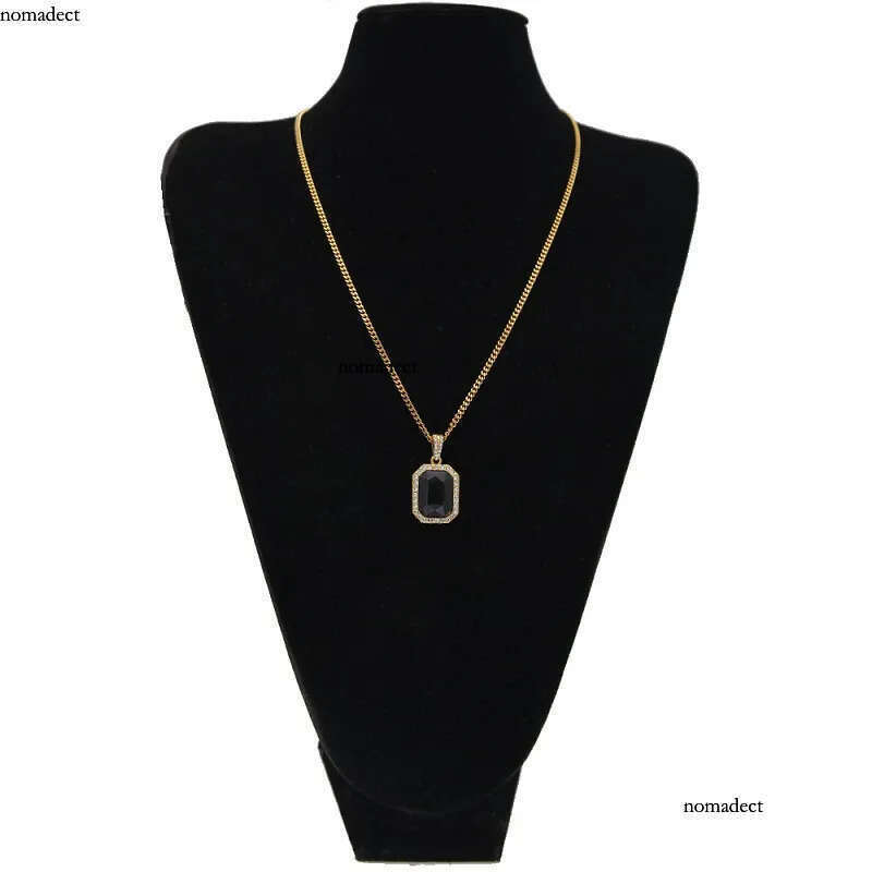 Mens Mini Ruby Pendant Necklace Gold Cuban Link Chain Fashion Hip Hop Necklaces Jewelry for Men 33