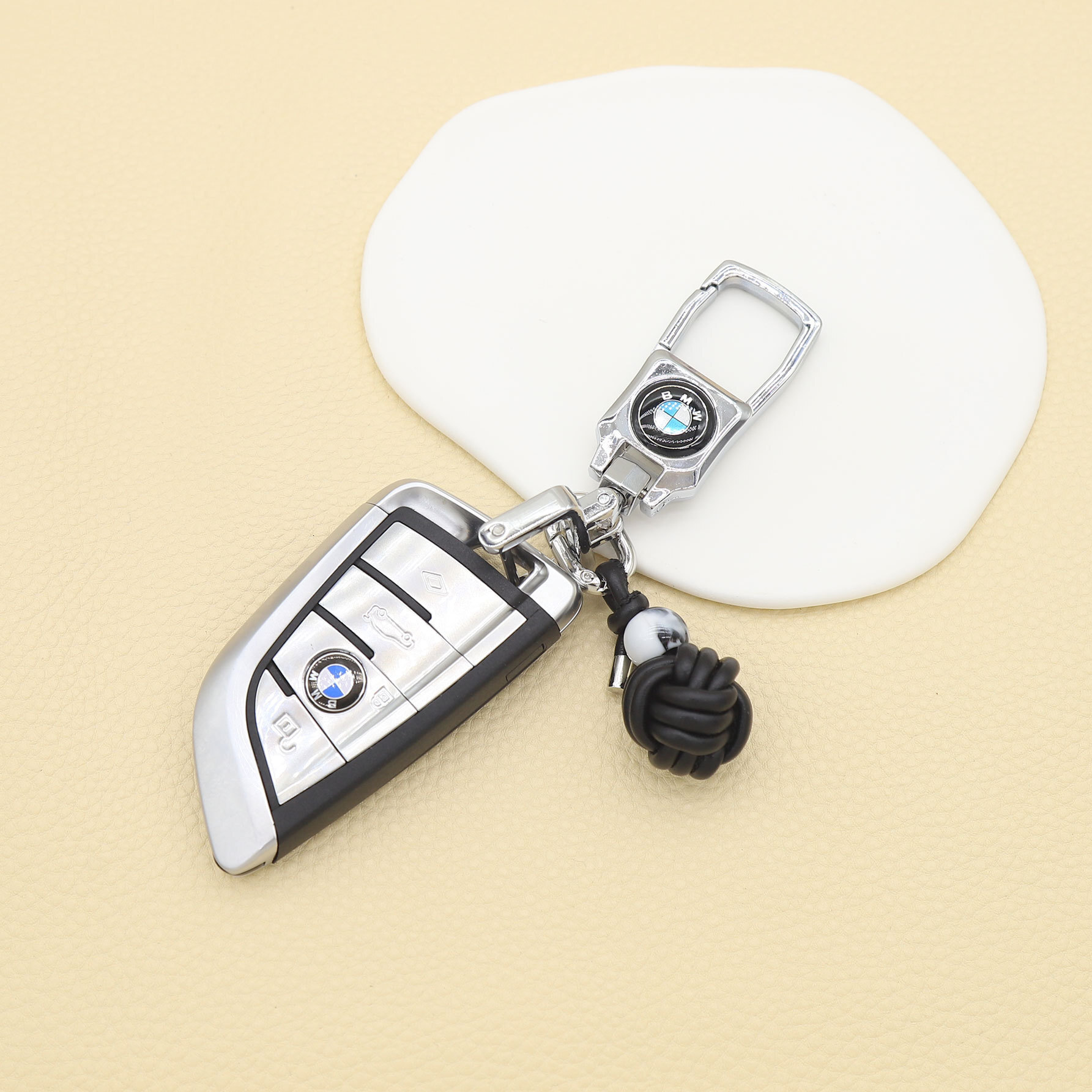 Keychain Series Handmade Woven PU Ball Keychains - DIY Bag, Shoe, and Hanging Accessories Z260130