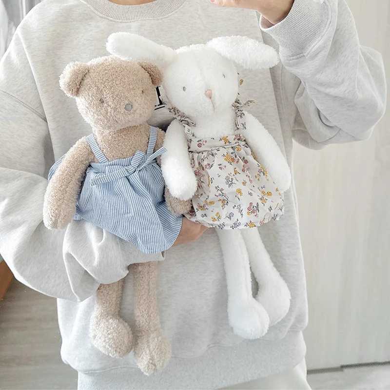 45cm Long Legs Cute Bunny Bear Soft Stuffed Cartoon Animals Dress Rabbit Bears Cuddle Toys Baby Appease Toy Doll For Children C250925