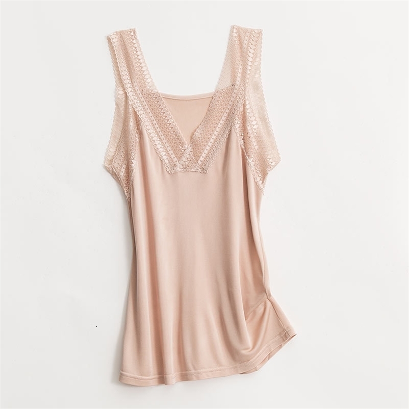 Camisoles Tanks Women's 50% Real Silk 50% Viscose Lace Camisole Tank Top Vest Shirt Sleepwear Spaghetti Strap TG113 230518