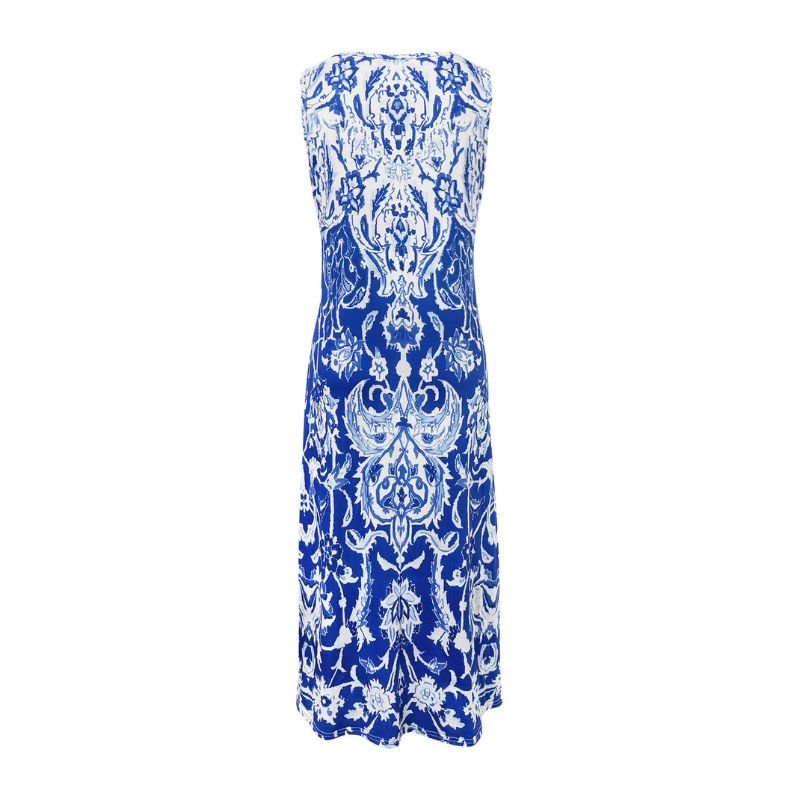 Elegant Womens Print Sleeveless Maxi Dress Luxurious Milk Silk Fabric for Summer Vacations-CF43728