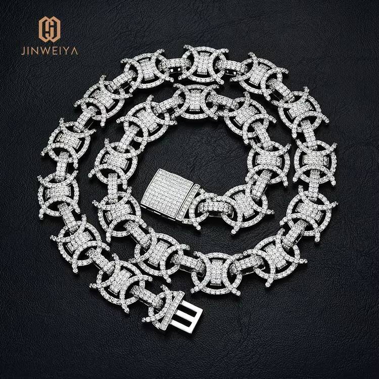 JWY High Quality Fashion Gold and Silver Plated Brass Hiphop Jewelry Cuban Link Chain Necklace for Men