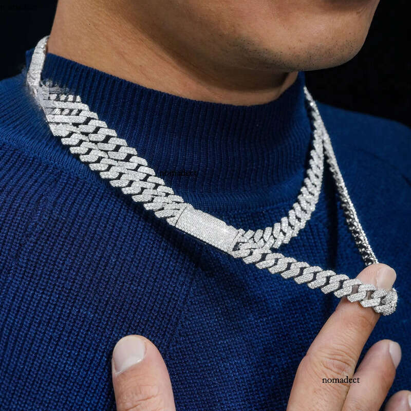 PROMOTION Fine 10mm Chain Bust Down Cuban Link VVS Moissanite Hip Hop Iced Out Gold Plated Necklace a0