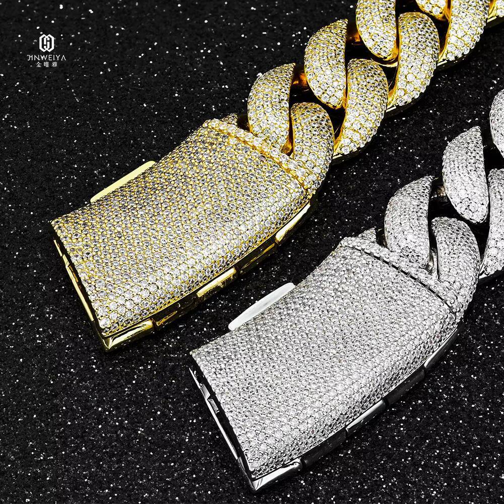 Heavy Duty 18mm 5 Rows VVS Moissanite Cuban Link Chain 925 Silver Material Iced Out Design Hip Hop Cuban Link Chain Men