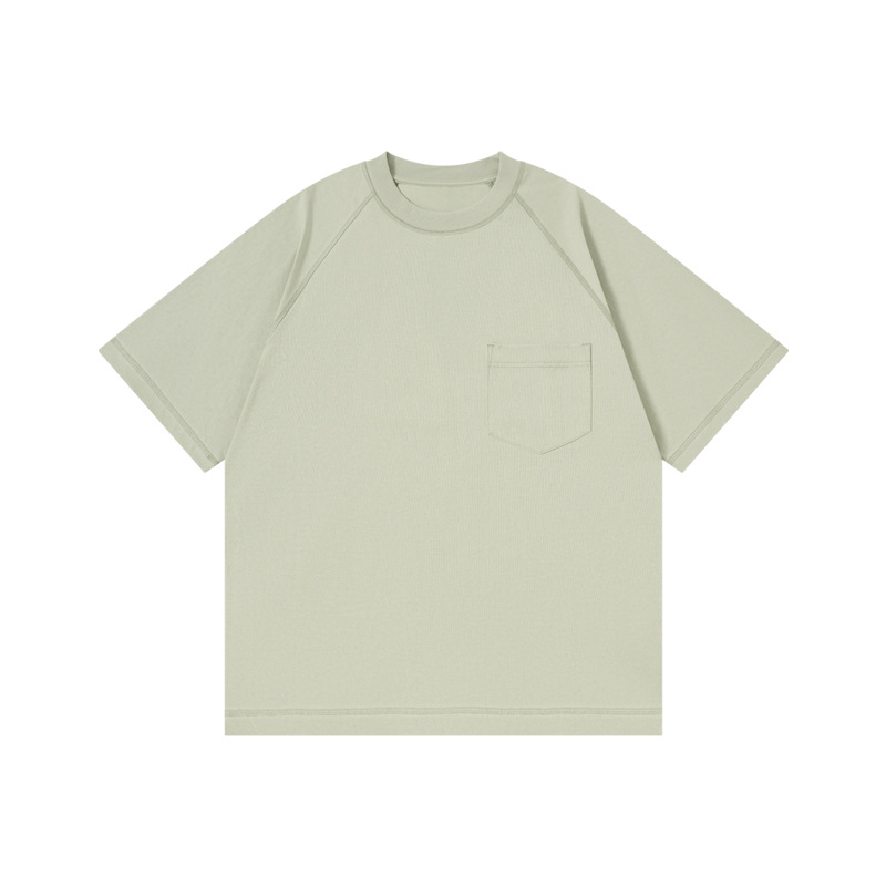 New Arrival Men's Streetwear T-Shirt - Cooling Fabric, Raglan Sleeve, Crew Neck with Pocket, Oversized Short-Sleeve Top -67C