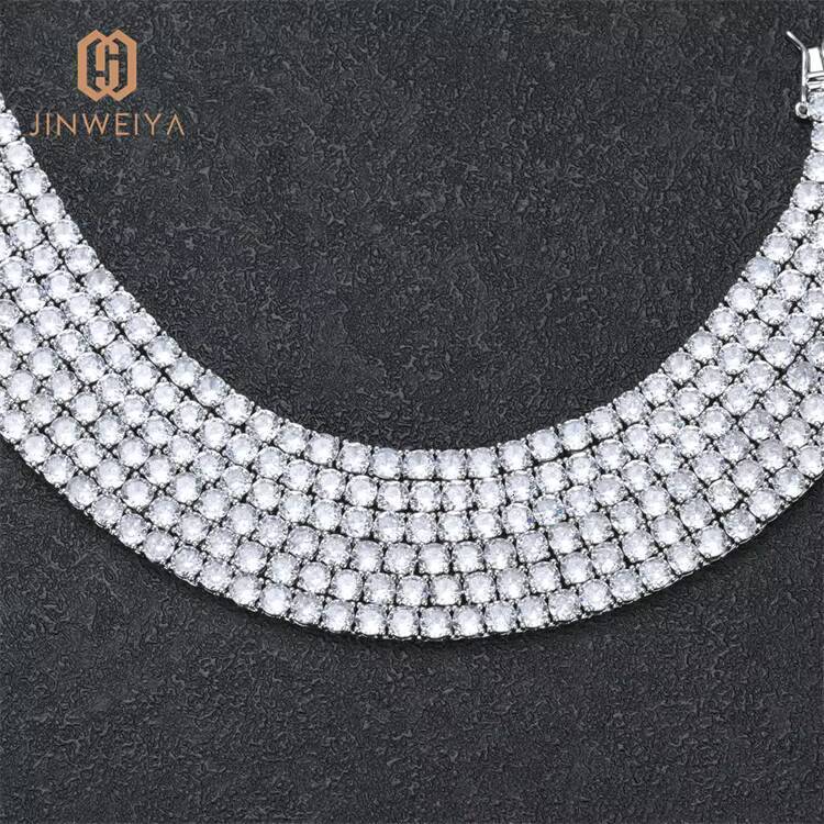 Mens Womens Moissanite Jewelry 3mm5mm Necklace VVS 925 Sterling Silver Tennis Chains with Gold Plating Claw Setting for Gifts