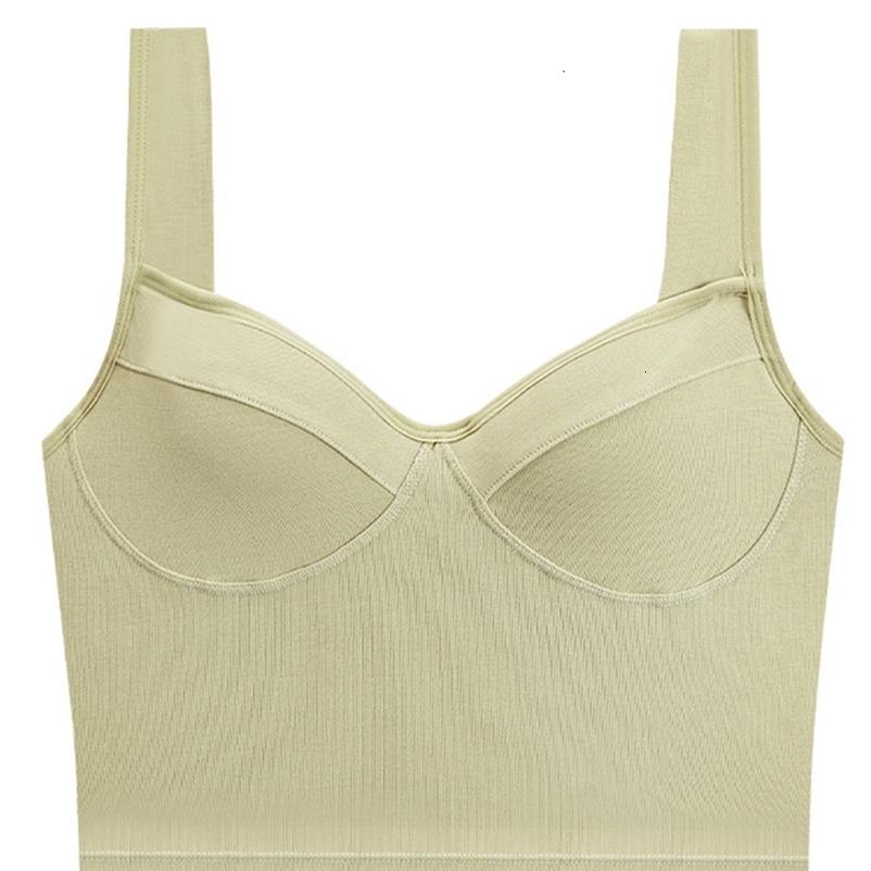 Camisoles Tanks GCAROL Women Tank Breast Pad Underwear Chest Gathered Together Sexy Backless Stretch Vest Integrated Bra One Pieces 4 Season 230518