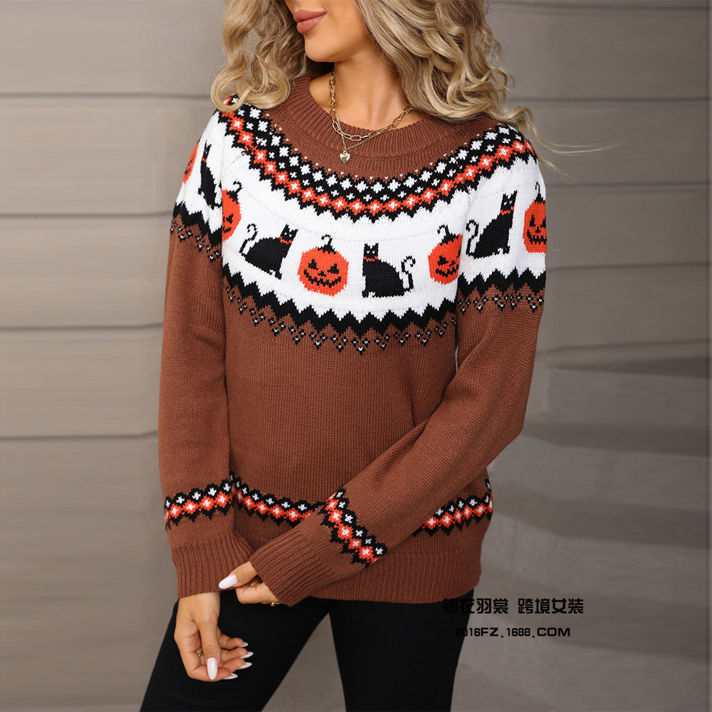 2025 Winter New Women's Clothing Plus Size Christmas Sweater Halloween Unique Knitted Top for Women