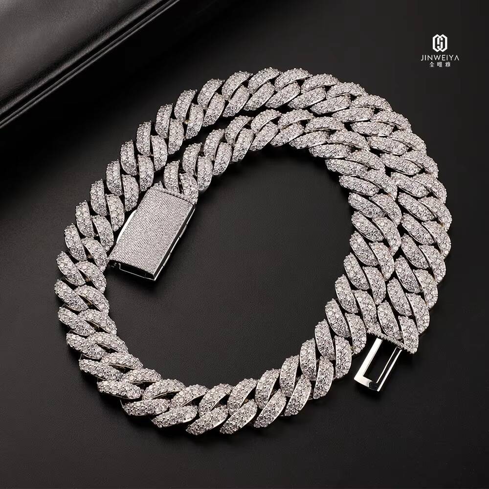 Fine Jewelry Hip Hop Iced Out Vvs Moissanite Miami Cuban Link Chain Necklace for Men