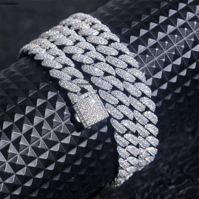 10mm S Sier Iced Out Necklace For Women Men Jewelry Pass Tester Moissanite Miami Link Chain Necklaces GRA 58