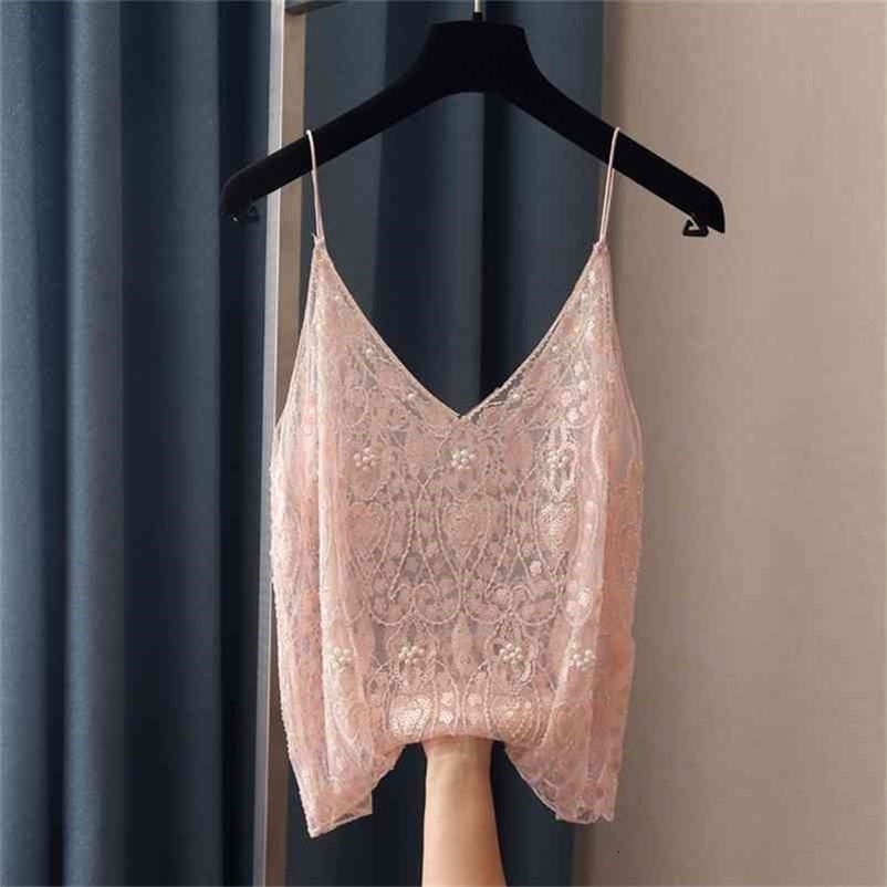 Fashion Women Bead Work Camis Femme Lady Sexy Club Camisole Bling Shiny Women Sequined Tanks Top 210625