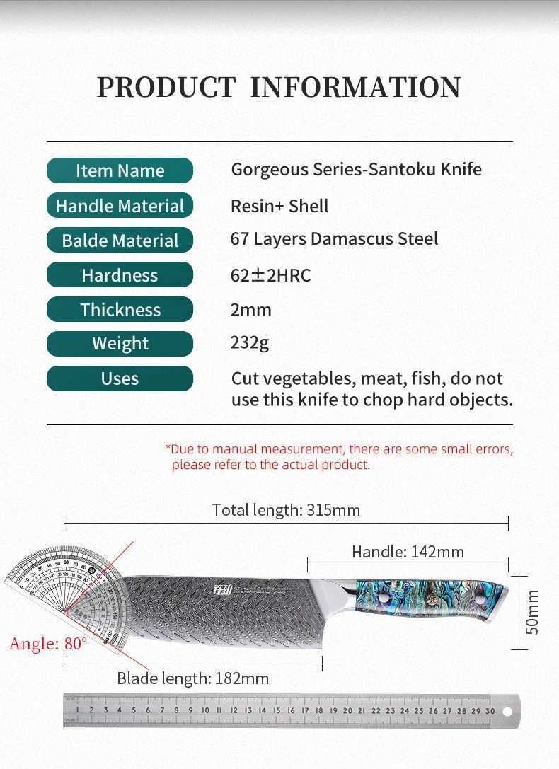 Kitchen knives FINDKING Gorgeous Series 67 Layers Damascus Steel 7 inch Santoku Knife Abalone Shell Handle Japanese Kitchen Chef Knife F250925