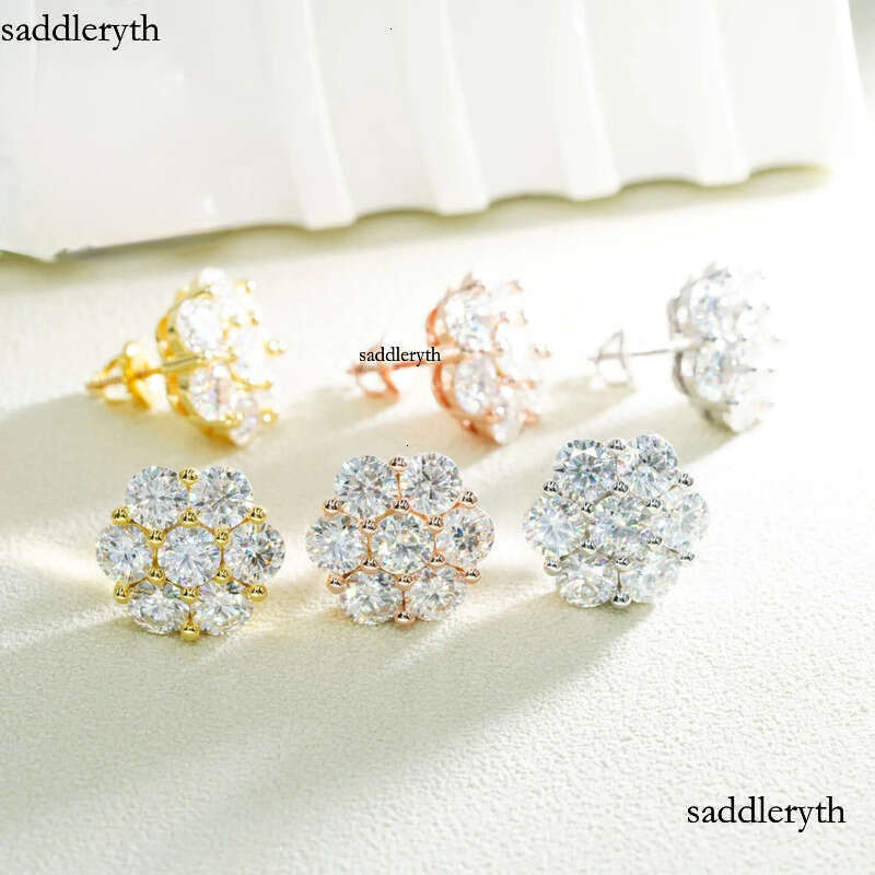 Hiphop style passed dia test wer shape round cut VVS DEF sterg sier women men moissanite earring 3b