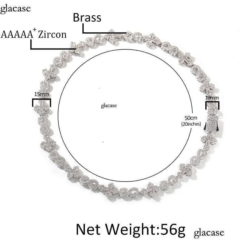 High Quality Hip Hop Cross 8 Infinite Cuban Chain Necklace Bracelet 5A Zircon 10mm Rap Jewelry