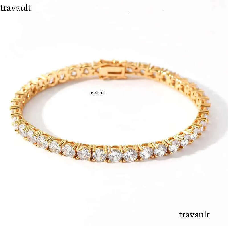 NUOYA Pass Dia Tester Moissanite Iced Out Round Brilliant Cut Sier Tennis Chain Necklace Women Jewelry