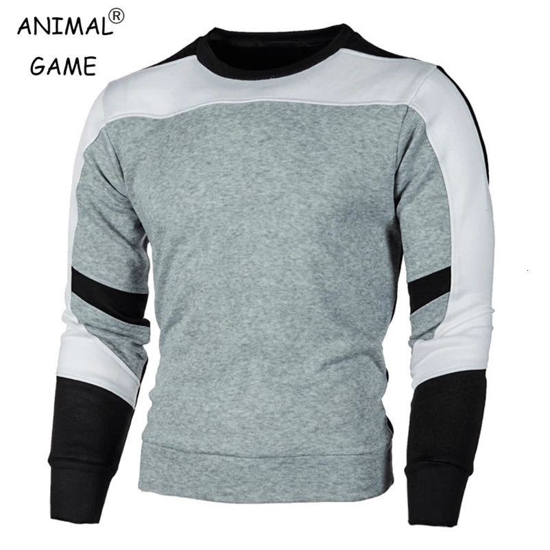 Mens casual Crewneck sweatshirt color block Autumn Spring Pullover sweatshirt 241216