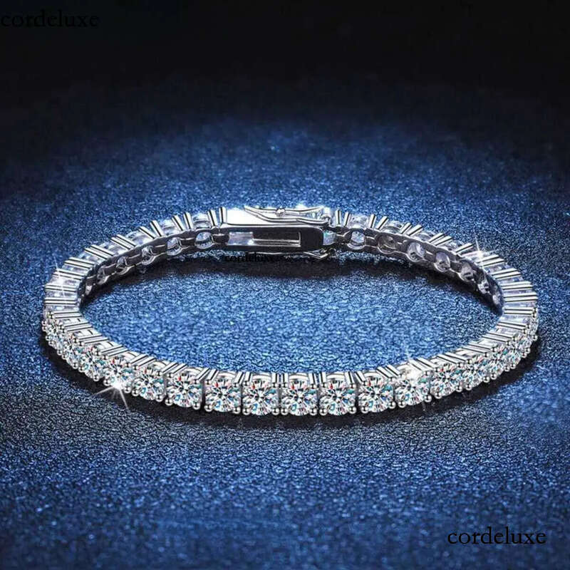 2mm-5mm VVS Dia for Womens Sterg Sier Lab Grown Moissanite Tennis Bracelet ea