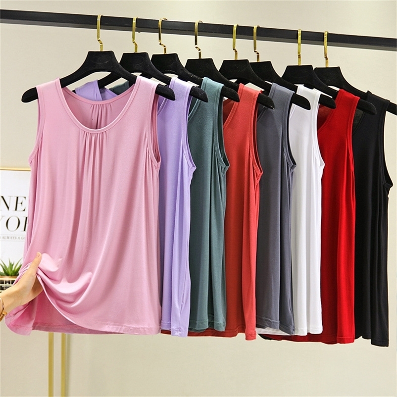 Camisoles Tanks Loose Plus Size 6XL Women Tank Tops Sleeveless Solid Crop Top Thin Homewear Vest Modal Casual T-shirt Bottoming Shirt Camisole 230518