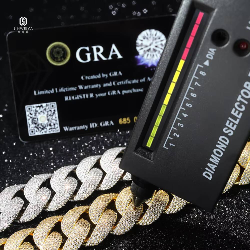 Heavy Duty VVS Moissanite Cuban Link Chain 925 Silver Material Iced Out Design20mm 5 Rows Hip Hop Jewelry