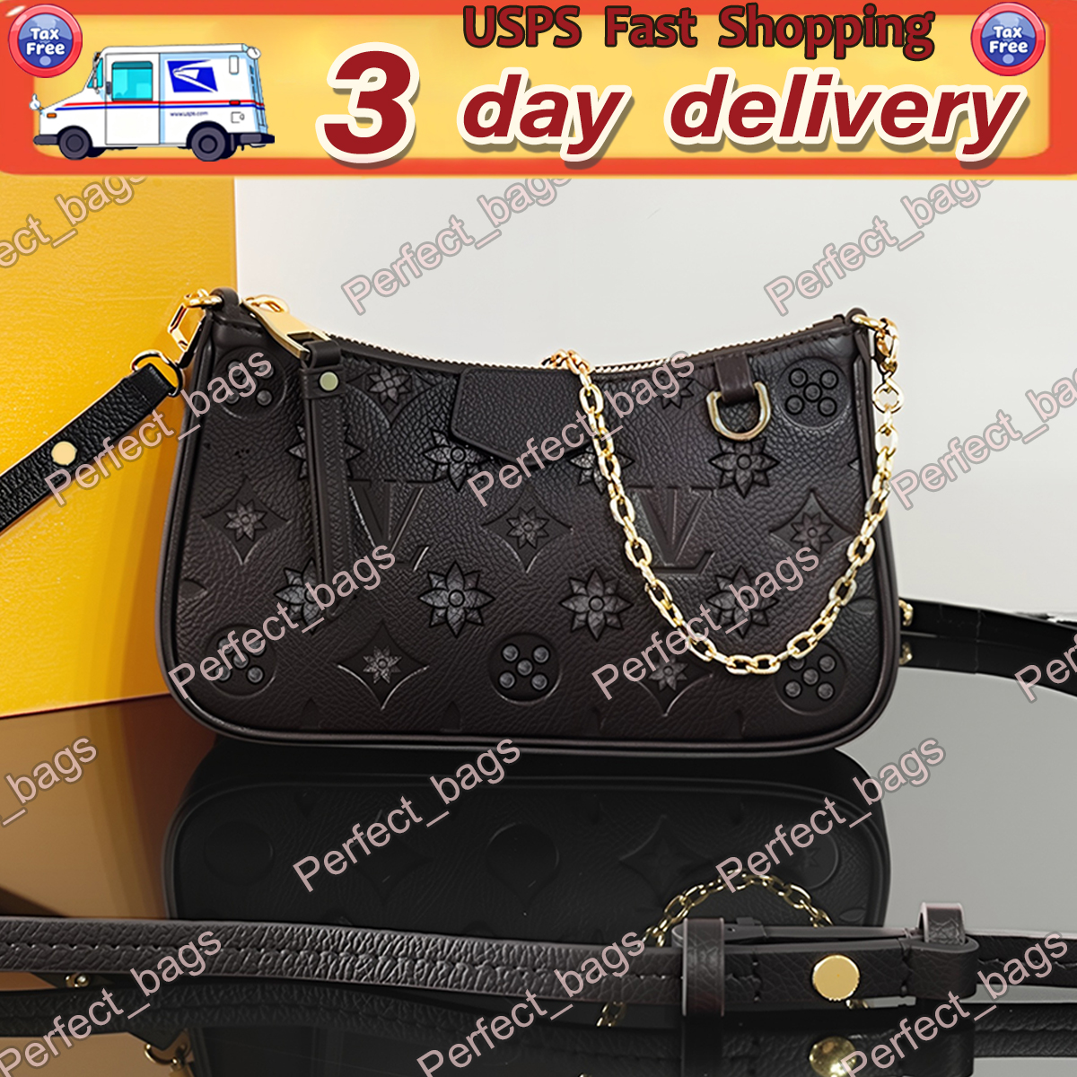 Easy Designer Bag Ladies Letter embossed Shoulder Bag Cowhide leather Luxury Bag High Quality Women's Handbag Purse Metal chain crossbody Bag Classic Half Moon 10A11