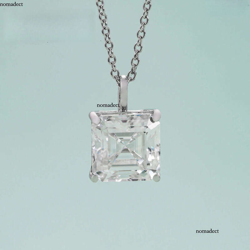 Pass tester asscher cut moissanite custom iced dia women fine pendant necklace 04