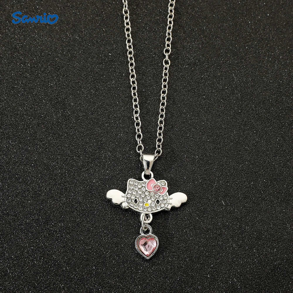 Sanrio Sanrio Hello Kitty Necklace Angel Wings Heart Crystal Pendant Necklace Accessories Womens Holiday Gift L250925