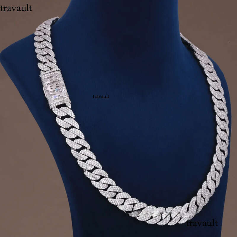 Wholesale Price 16mm Custom Lock Sterling Sier Fine Jewelry Iced Out VVS Moissanite Dia Cuban Link Chain