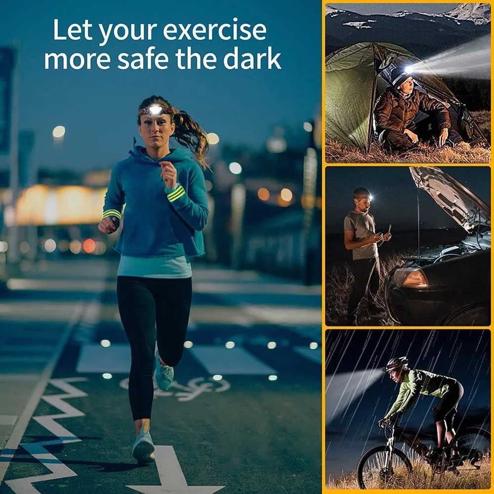 8 Modes Motion Sensor XPECOB LED Headlamp Flashlight USB Rechargeable Waterproof Camping Head lamp Running Fishing headlight J2509251