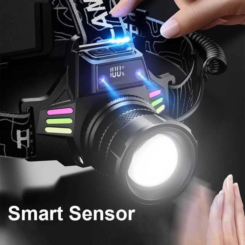 Strong Light LED Headlight USB Rechargeable Headlamp High Ultra Powerful Head Flashlights with Fluorescent Light Outdoor Camping J250925