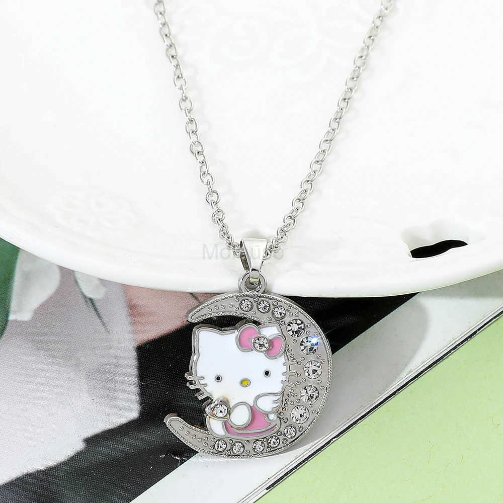 Sanrio 2pcsset fashion exquisite cartoon cute hello Kitty trendy inlaid rhinestone jewelry set suitable for daily wear suitable as a L250925