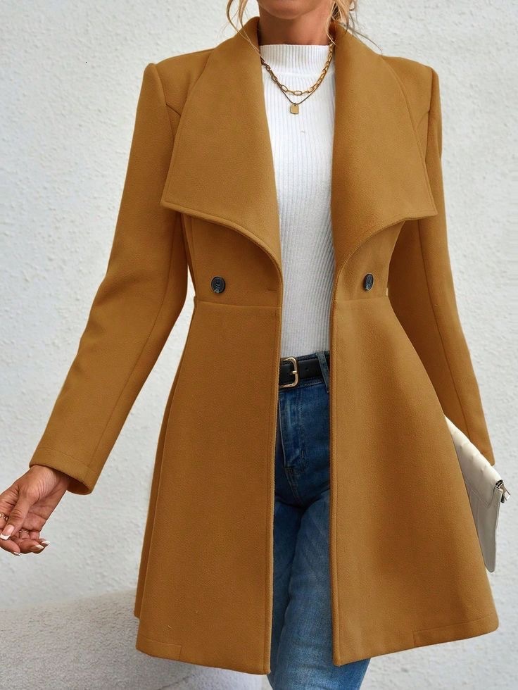 Autumn Winter Coat Slim Fit Long Fashion Turn-down Collar Women's Woolen Jacket