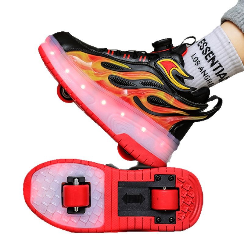 Two Wheels Children's Led Light Roller Skate Shoes For Kids Boys Girls Glowing Sports Luminous Sneakers Skateboard USB Charging