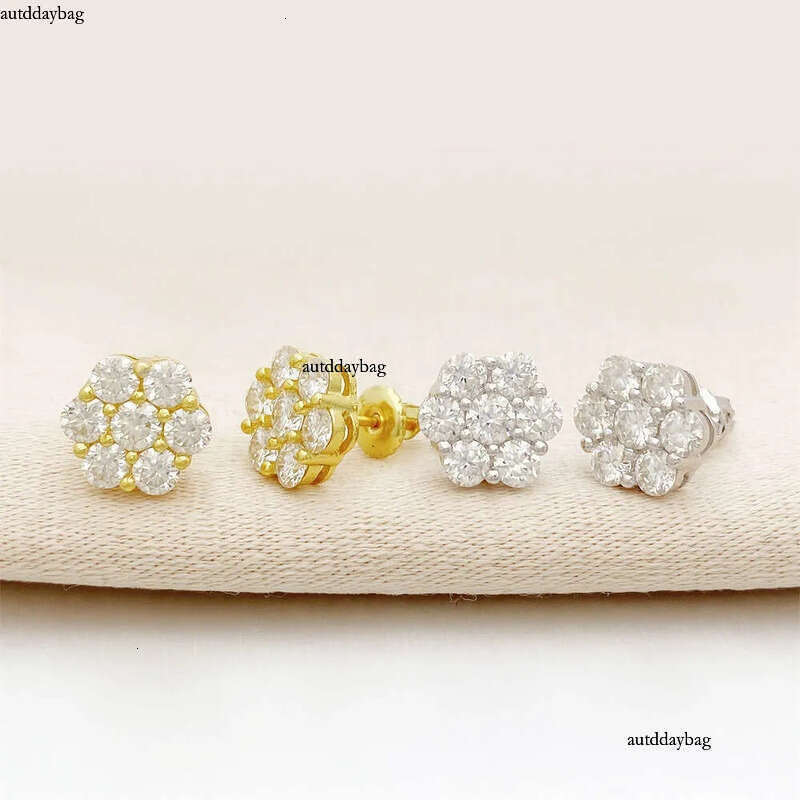 Wholesale Lab Dia Screw Back Sterg Sier wer D vvs Moissanite Iced Out Cluster Stud Earrings For Women 25