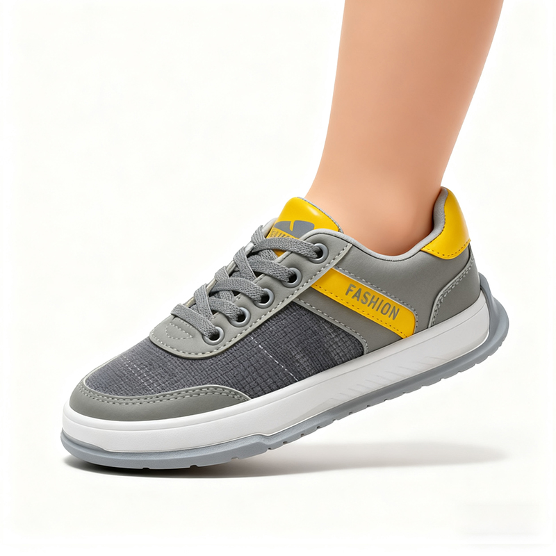 Casual Shoes Boys' & Girls' Fashion - Forward Gray with Yellow Accent Casual Sneakers