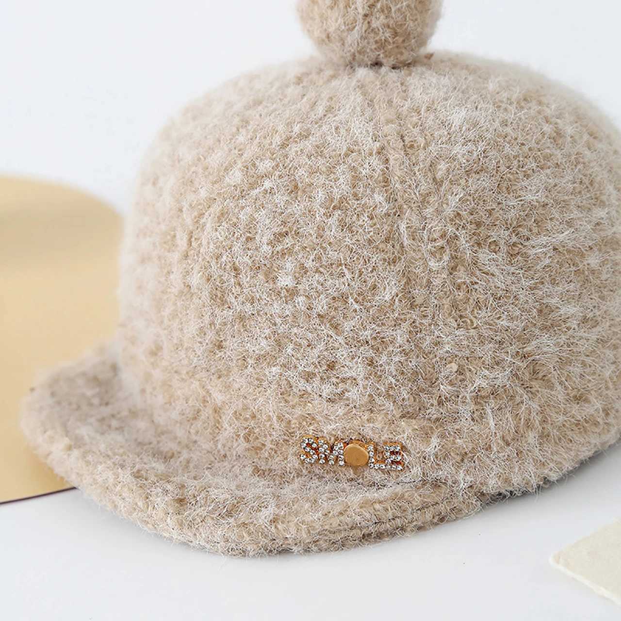 Cute Baby Felt Baseball Cap Autumn Winter Children Duck Tongue Hat Pompom Infant Plush Peaked Caps 612Month Boys Girls Visors L2509250521