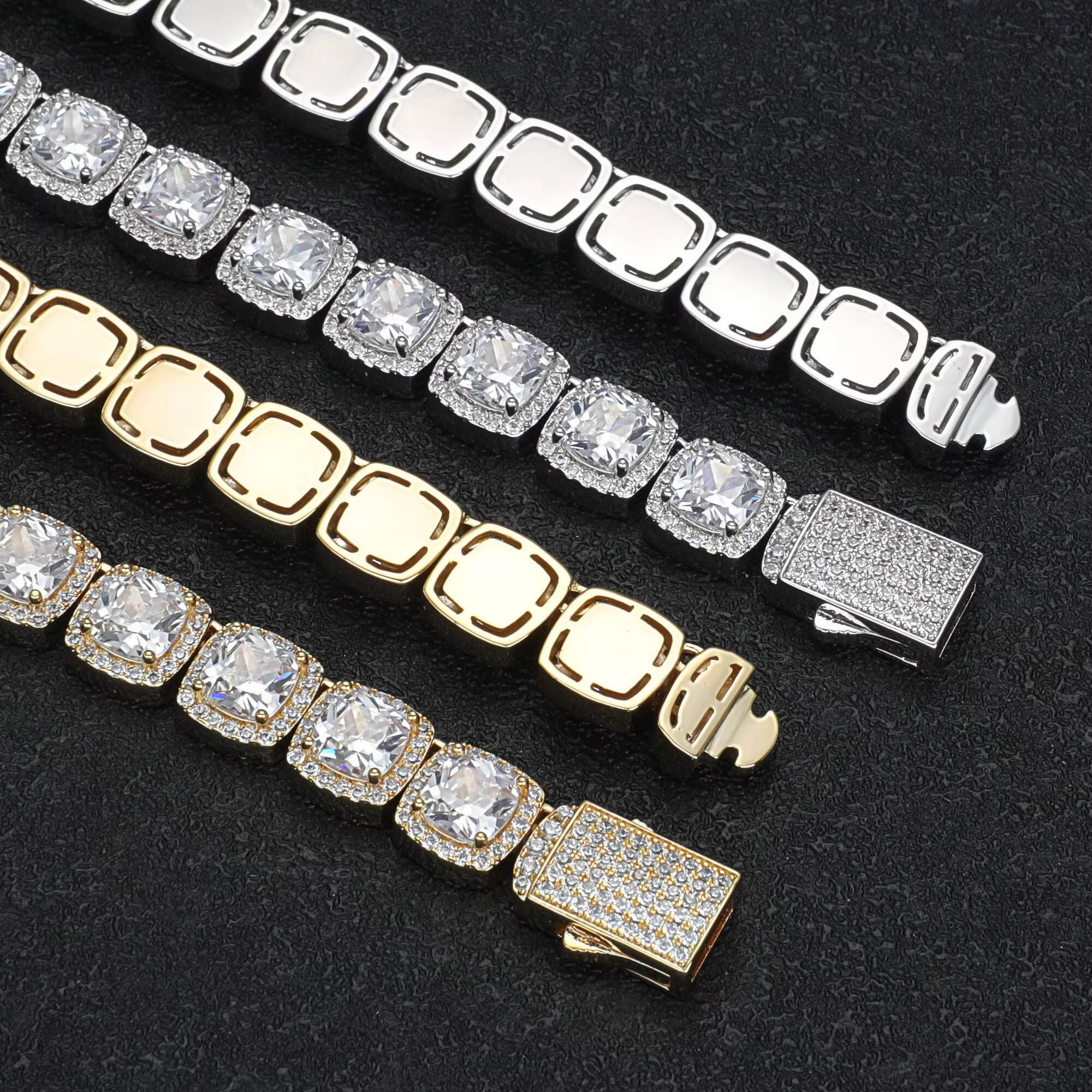 JWY Mens Cuban Link Chain Necklace Economical 925 Silver and Gold Plated Fine Moissanite Jewelry for Party and Gift