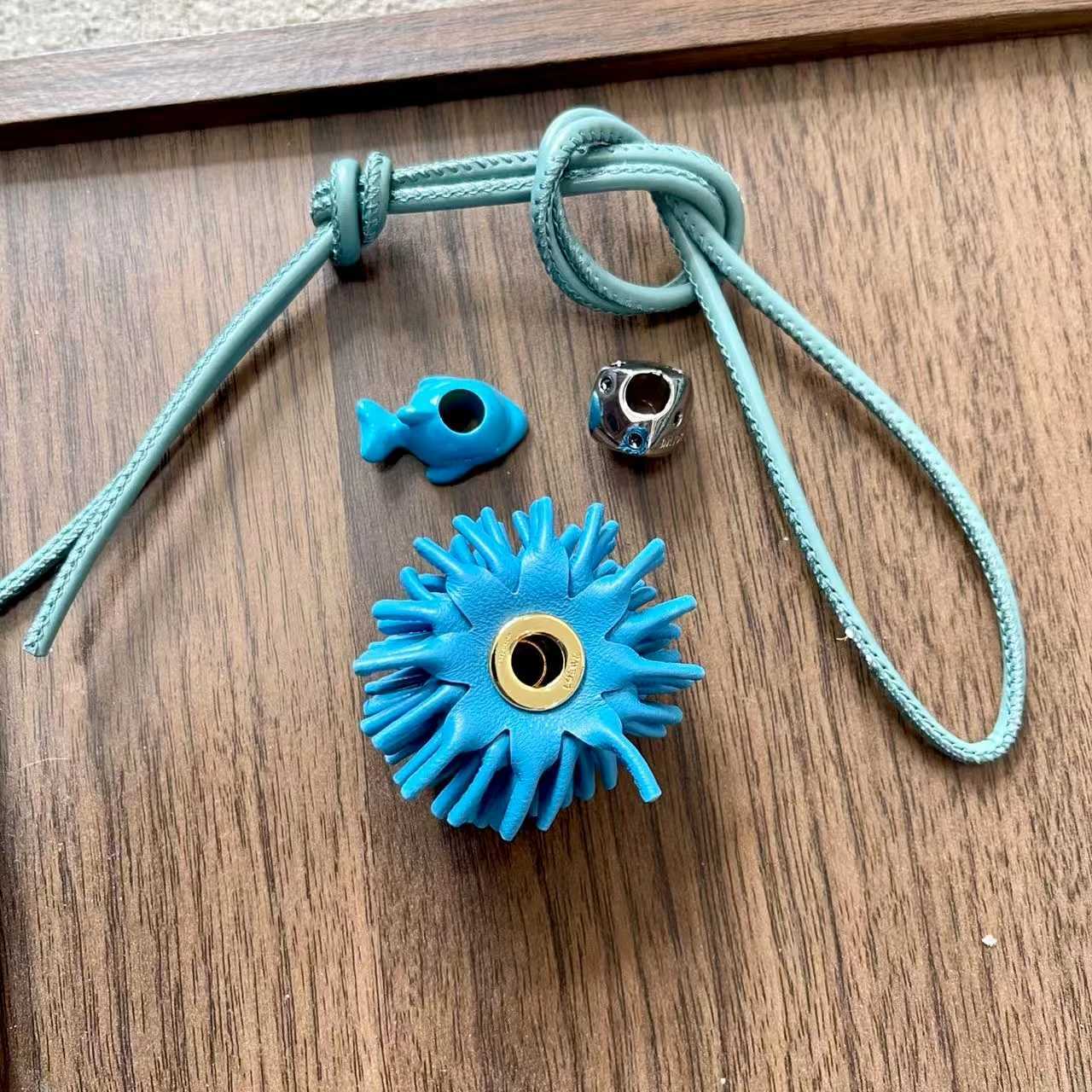 Ocean Theme Beaded Pendants DIY Handmade Lambskin Leather Bag Charms for Purse Keychain Car Decor Y250925e