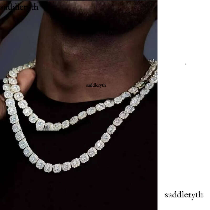 Necklace bracelet Moissanite Dia Custom Vvs Cuban Link S Sier 10mm Large Tennis Chain Solid Back Hiphop ec