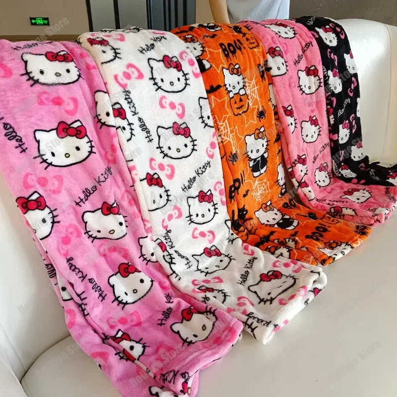 Sanrio Hello Kitty Pajamas Halloween Flannel Pumpkin Fashion Trousers Women Cute Anime Cartoon Casual Autumn Christmas Home Pant L250925