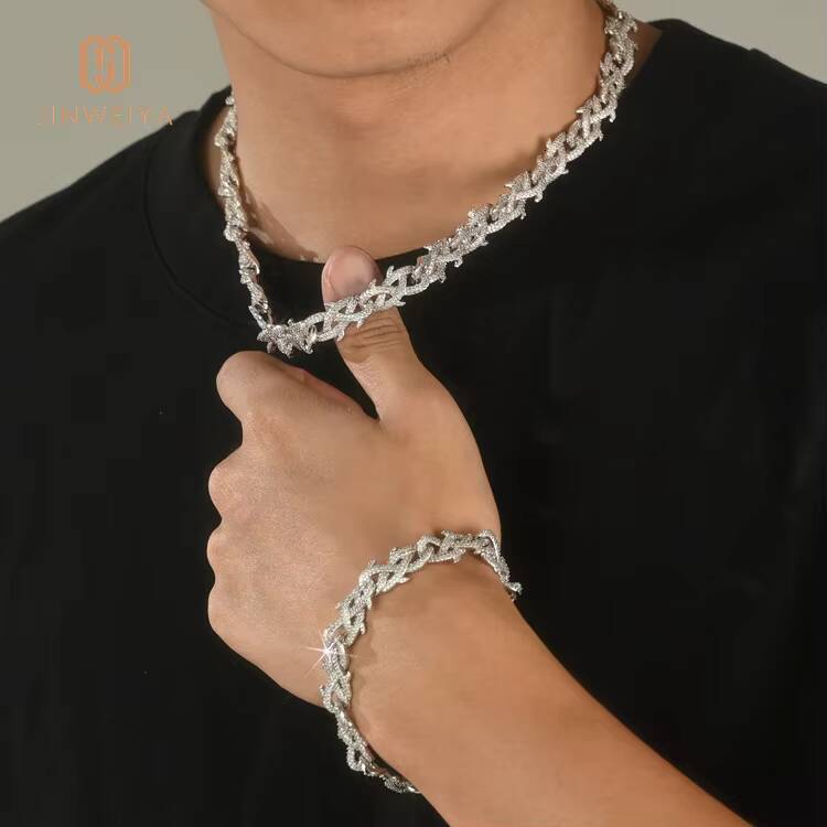 JWY Customized Trend Mens 14 mm Gold Plated Cuban Chain New Style Hip Hop Jewelry Set Brass Copper Link Chains Necklace